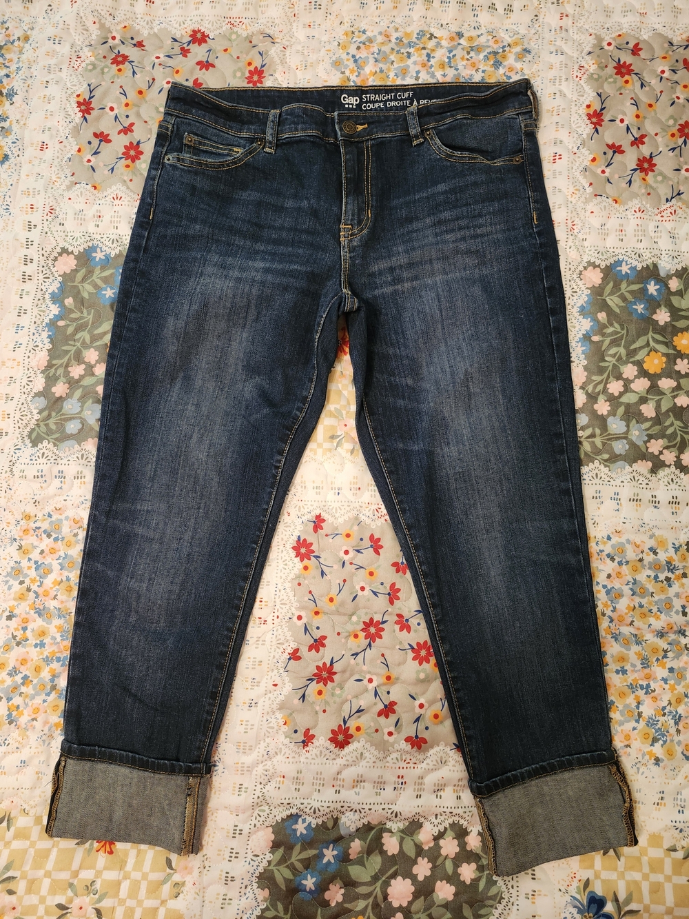 GAP Straight Cuff Dark Indigo Wash Jeans